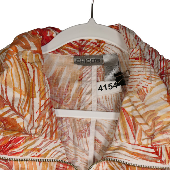 Chicos Jacket Womens Size 1 Medium Funnel Neck Full Zip Orange Lightweight - Picture 3 of 13